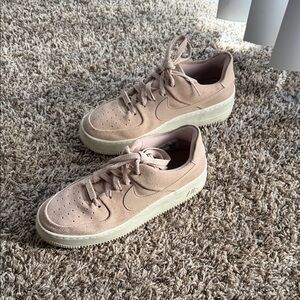 Nike Women's Air Force 1 Platform Pink Suede Shoes